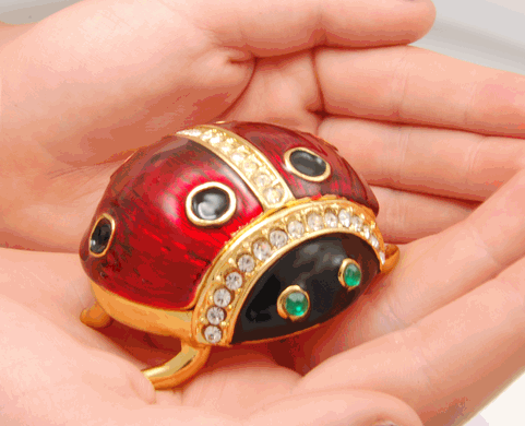 Ladybug Cremation Keepsake shown in hands